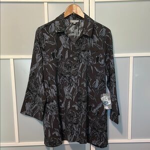 Habitat Black and Gray Floral Blouse